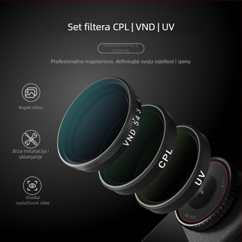 Telesin A6 set filtara za DJI Action6: CPL polarizator, ND8/16/32, VND, UV stakleni filteri