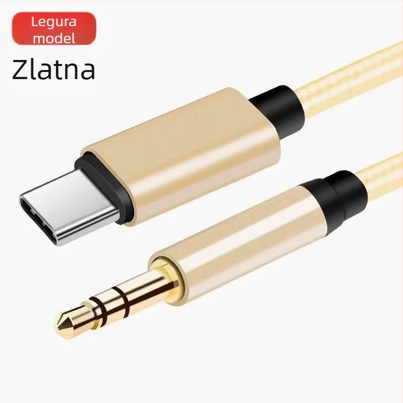 Type-C na 3,5 mm auto AUX audio kabel, zlatni konektori, bakreno jezgro, optičko vlakno, BV certificirano