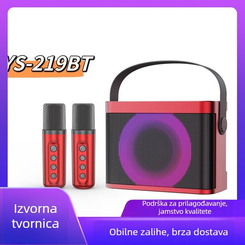 Sve-u-jednom bežični Bluetooth zvučnik za karaoke s LED lampicama i dva mikrofona (Bluetooth 5.1 • ≤10W • 60 Hz–15 kHz • 2000–4000 mAh • 3–5 sati reproducije)