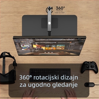 Monitor nosač bez bušenja s plinskom oprugom, rotirajući, ML8, hladno valjani čelik, 5 kg, za širok raspon monitora