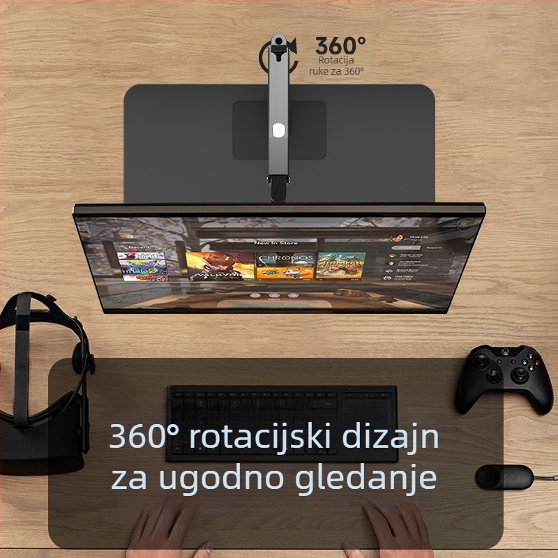 Monitor nosač bez bušenja s plinskom oprugom, rotirajući, ML8, hladno valjani čelik, 5 kg, za širok raspon monitora