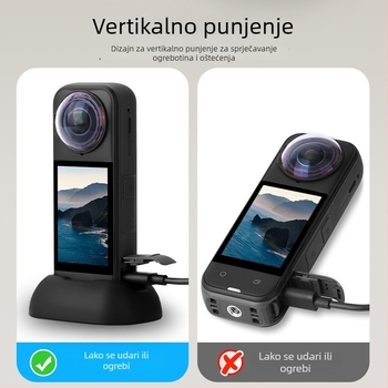 Insta360 X5 Silikonska Stolna Baza s Klipom za Snimanje i Fiksnom Podrškom X4 - Model X5004