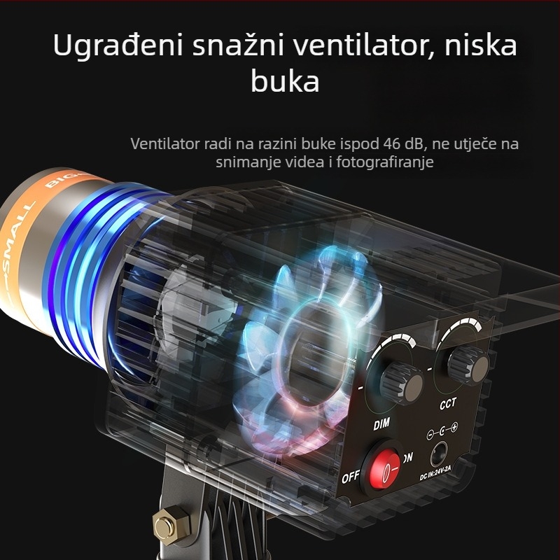 Profesionalno fotografsko osvjetljenje, COB LED, 48W, 3000–5600K, prilagodljiva snaga svjetla