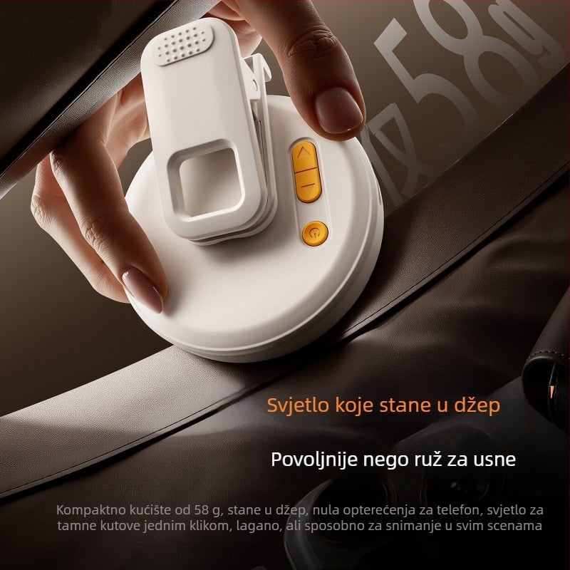 Klip-on rasvjeta za mobitel, 37 LED, podesiva temperatura boje 2500K–9900K, kompaktnog dizajna za selfie, fotografiju i livestream