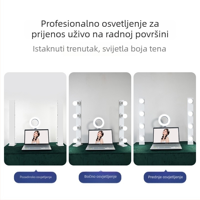 Prijenosno LED osvjetljenje za fotografiju i uživo streaming na stolnoj površini, dvostruko red LED, 20W, 110–265V, promjenjiva jačina svjetla