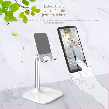 Teleskopski podesiva stolna držač za telefon i tablet, dizajn s podizanjem, kompatibilan s generacijama iPad/iPhone, 145 g