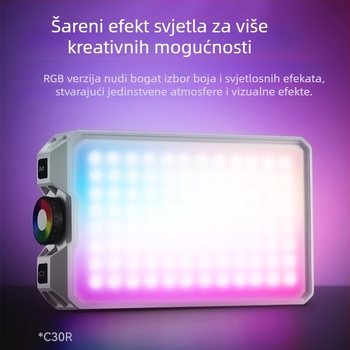 Pocket RGB Fill Light C30Bi/R za mobilnu fotografiju — prijenosna stolna LED svjetiljka s ugrađenim napajanjem, regulacija jačine