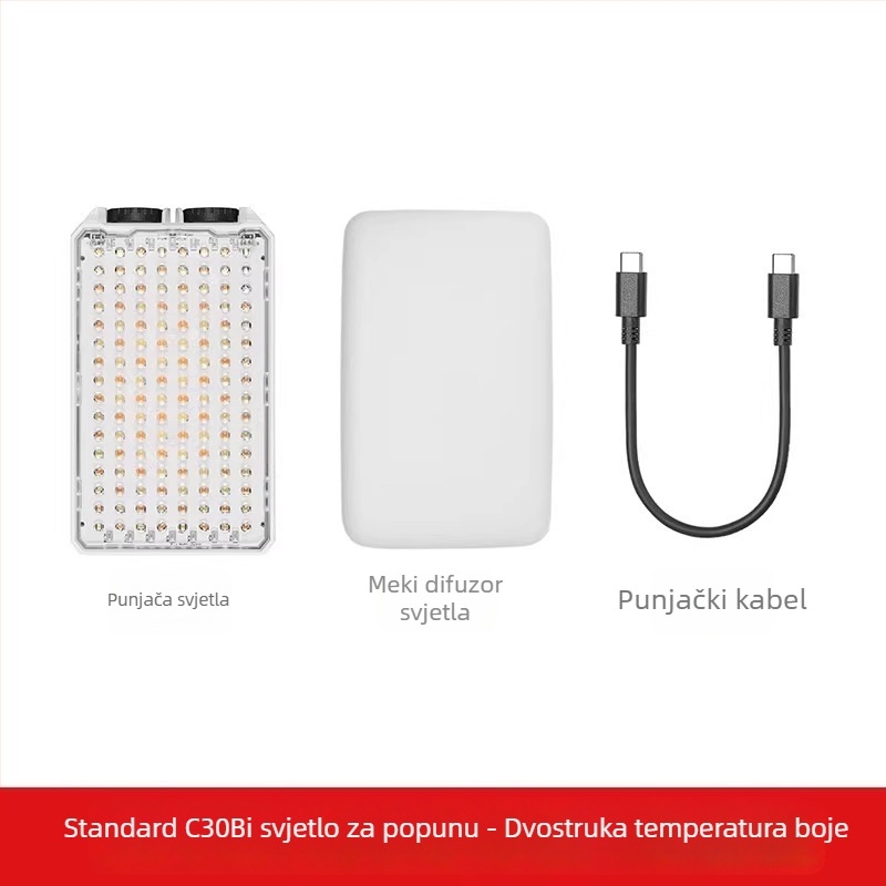 Pocket RGB Fill Light C30Bi/R za mobilnu fotografiju — prijenosna stolna LED svjetiljka s ugrađenim napajanjem, regulacija jačine