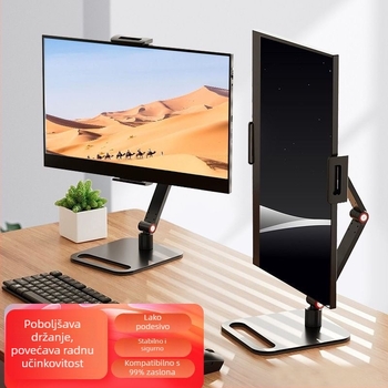Prijenosni stalak za monitor za tablet/PC — metalni rotirajući nosač za dvostruki zaslon