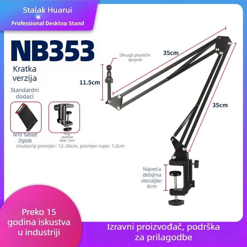 Stalak za tablet NB353 – sklopivi, plastična podloga, metalni nosač, za iPad i iPhone generacije (NB353, sklopivi, plastična podloga, metalni nosač)