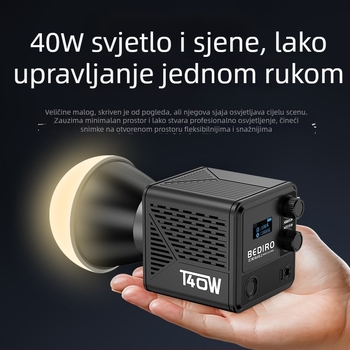 LED svjetlo za nadomještanje 40W, prilagodljiva temperatura boje 2500–9900K, model T200PRO, višerazinsko podešavanje osvjetljenja, 14.8V