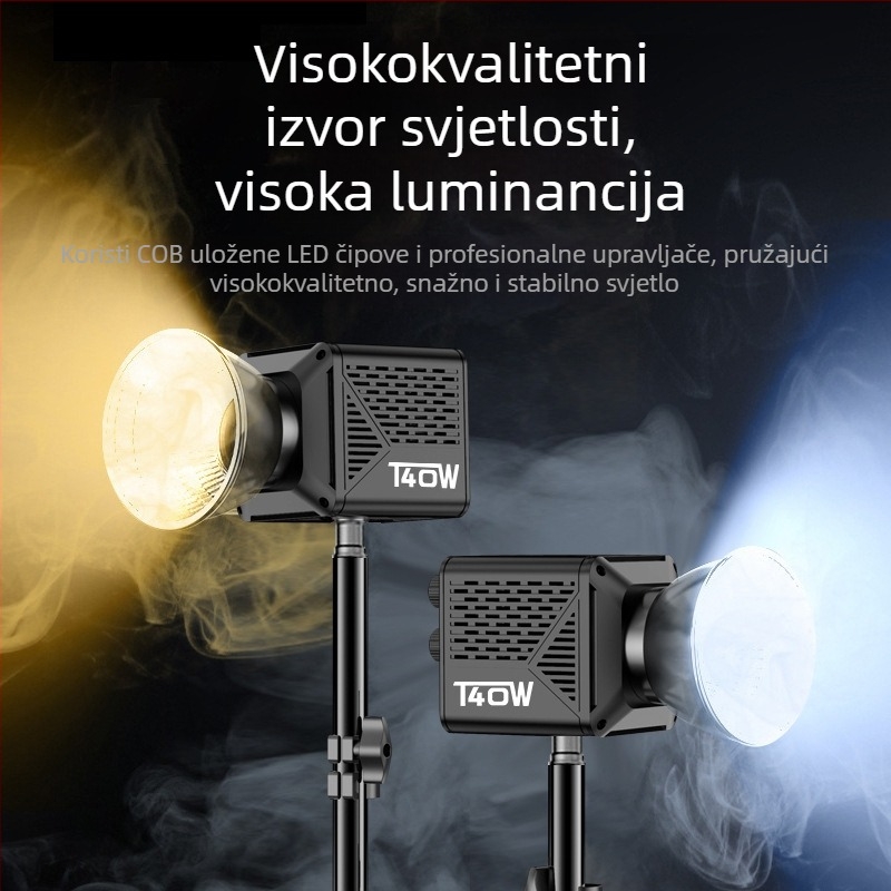 LED svjetlo za nadomještanje 40W, prilagodljiva temperatura boje 2500–9900K, model T200PRO, višerazinsko podešavanje osvjetljenja, 14.8V