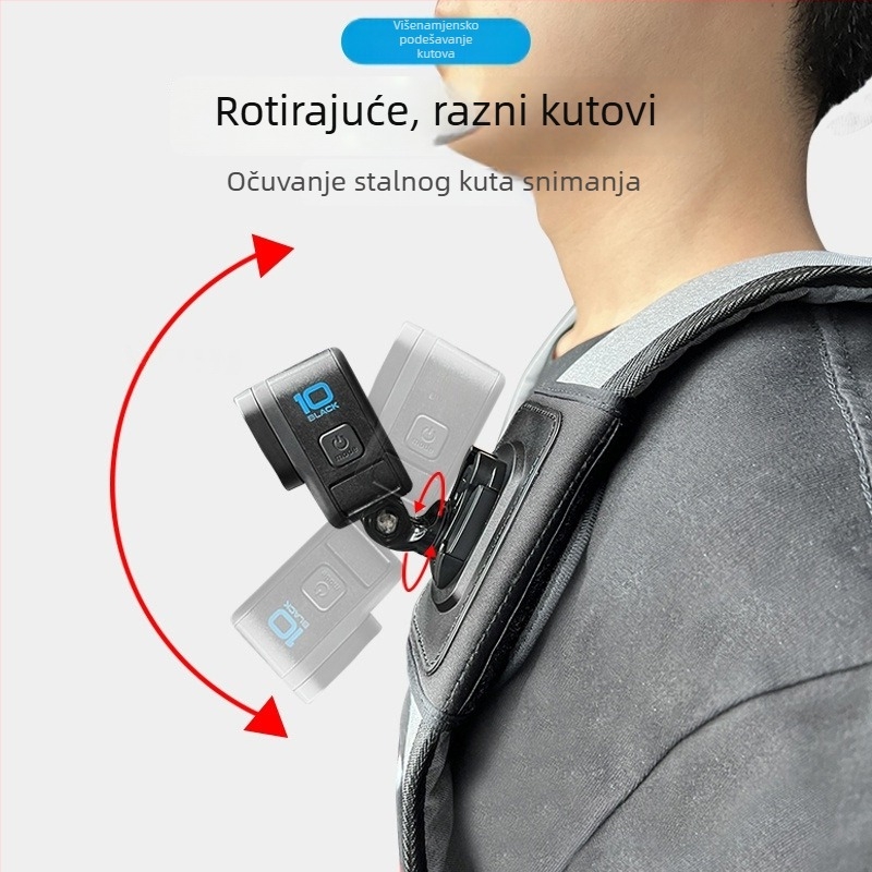 Klip za ruksak za akcijske kamere (Materijal: Nylon+ABS; Kompatibilnost: Općenita; Sadržaj pakiranja: klip, vijci, osnova)