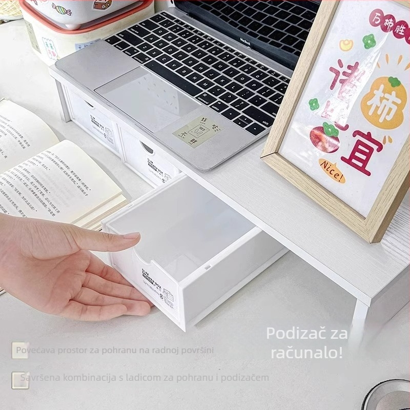 Stolni regač za pohranu i nosač monitora, 1-etaža, plastika, japanski stil, slobodna baza