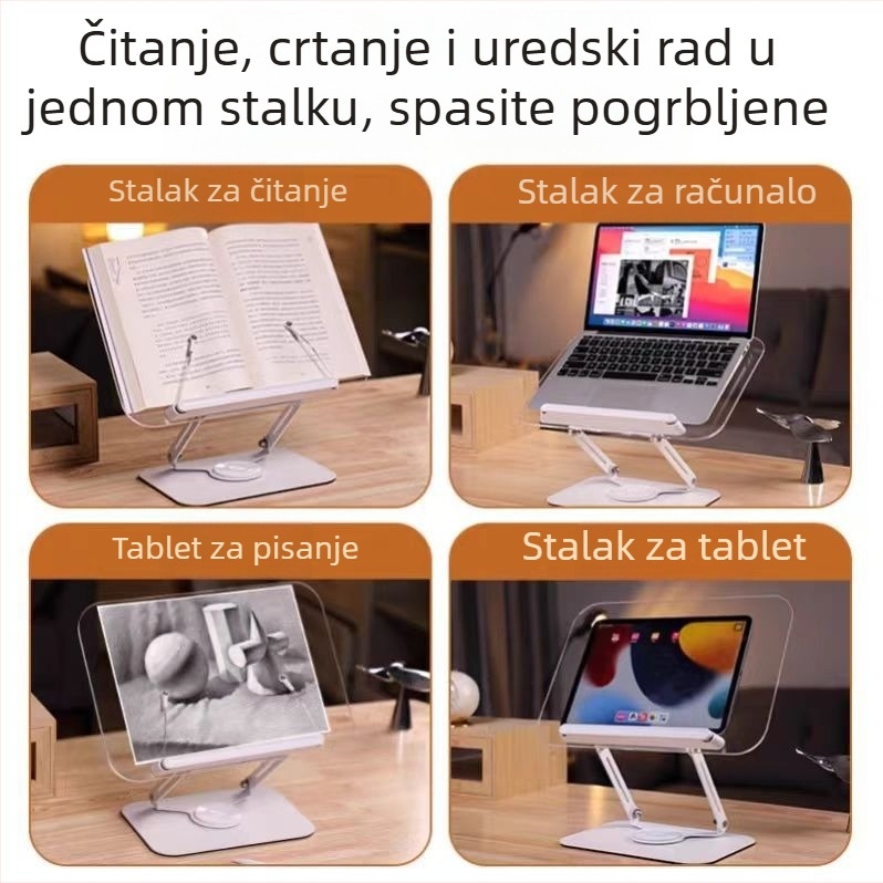 Akrilni držač za tablet s 360° rotacijom i podesivim kutem
