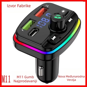 Bluetooth auto MP3 player s FM transmiterom i QC3.0 brzo punjenje USB auto punjač (Model M7/M11, ulaz 12-24V DC)