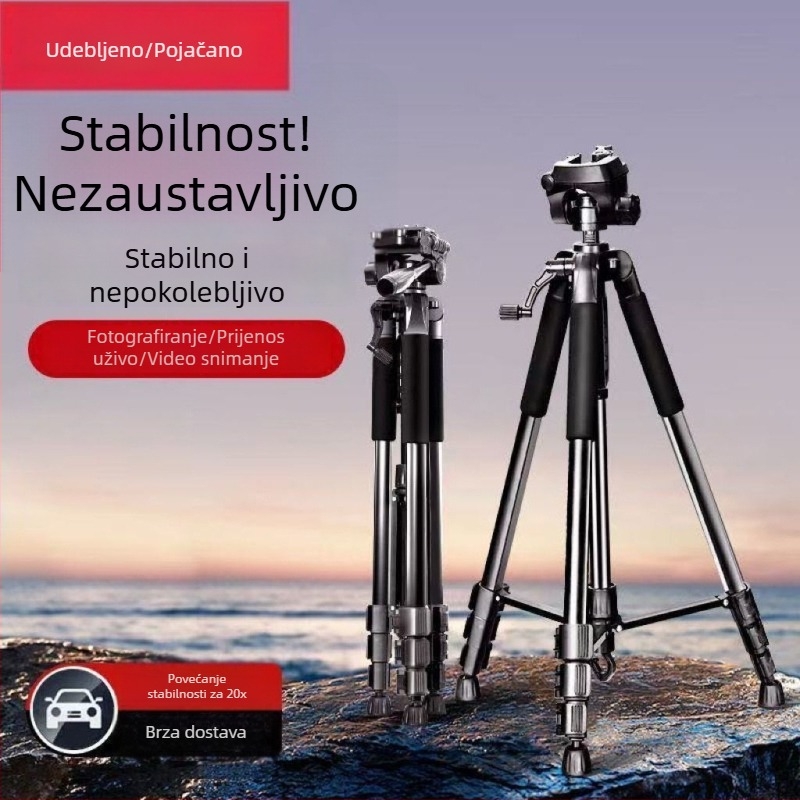 Stativ od nehrđajućeg čelika za DSLR, bezzrcalne kamere i pametne telefone – univerzalna montaža, bez daljinskog upravljača