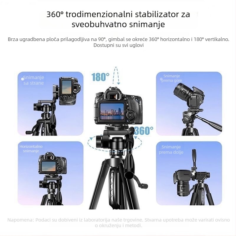Stativ od nehrđajućeg čelika za DSLR, bezzrcalne kamere i pametne telefone – univerzalna montaža, bez daljinskog upravljača