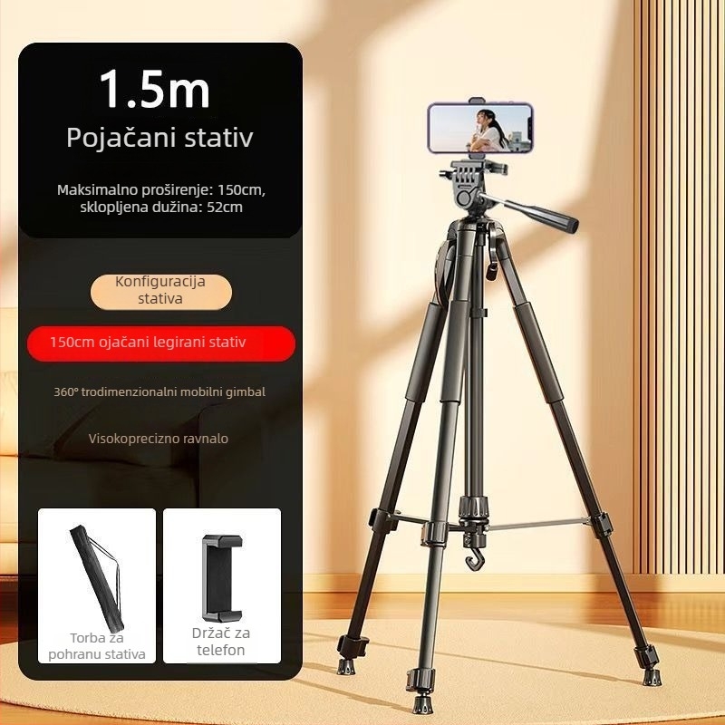 Stativ od nehrđajućeg čelika za DSLR, bezzrcalne kamere i pametne telefone – univerzalna montaža, bez daljinskog upravljača