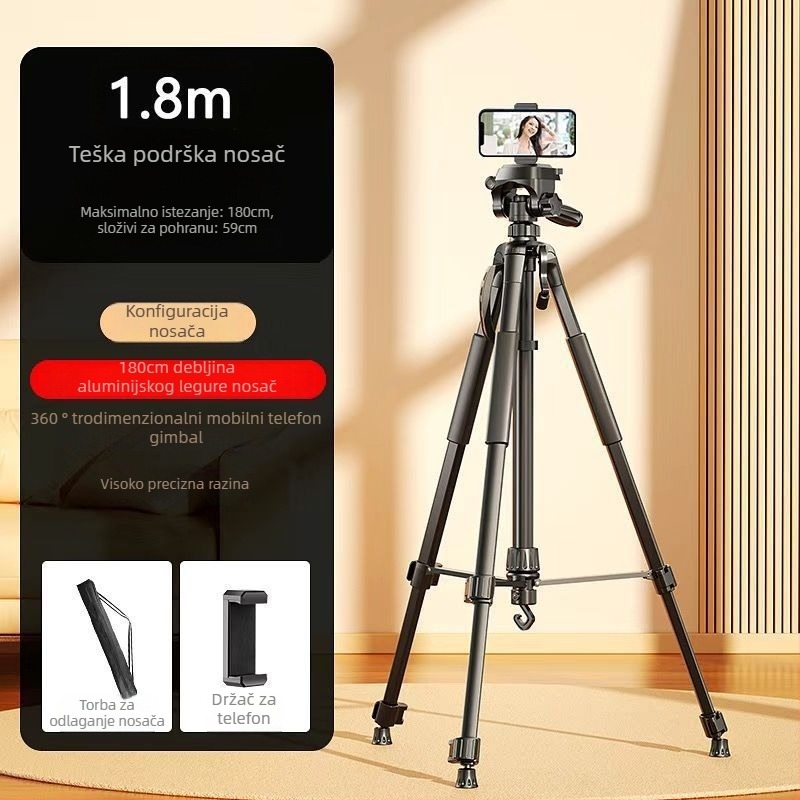 Stativ od nehrđajućeg čelika za DSLR, bezzrcalne kamere i pametne telefone – univerzalna montaža, bez daljinskog upravljača
