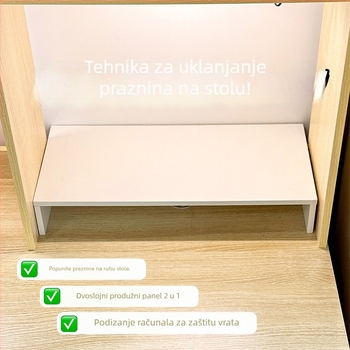 Stalak za prijenosno računalo na radnom stolu s pločom za popunjavanje praznina — ploča gustoće, moderni minimalistički stil, montaža je potrebna