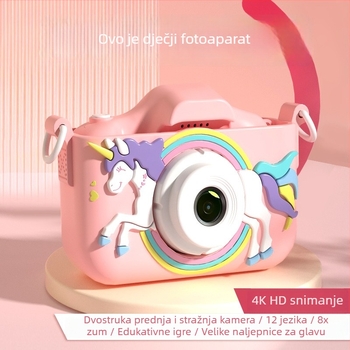 Dječja kamera s 8x zumom, 4K HD, dvostruka leća, edukativni digitalni fotoaparat