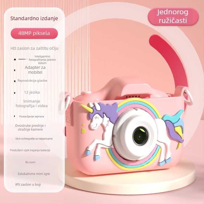 Dječja kamera s 8x zumom, 4K HD, dvostruka leća, edukativni digitalni fotoaparat
