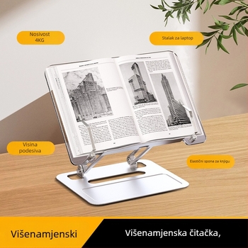 Stolni držač za čitanje, sklopni i podesiv prema visini, od aluminijske legure i akrila, model Z69, univerzalan za knjige i tablete