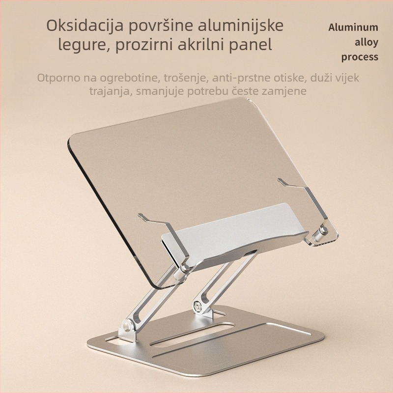 Stolni držač za čitanje, sklopni i podesiv prema visini, od aluminijske legure i akrila, model Z69, univerzalan za knjige i tablete