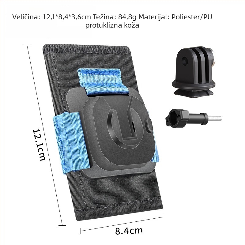 Klip za ruksak s prednjim nosačem ramena za sportsku kameru — plastika + SBR ronilački materijal, prilagodljiv logo, uključuje 360 adapter i dugačke vijake