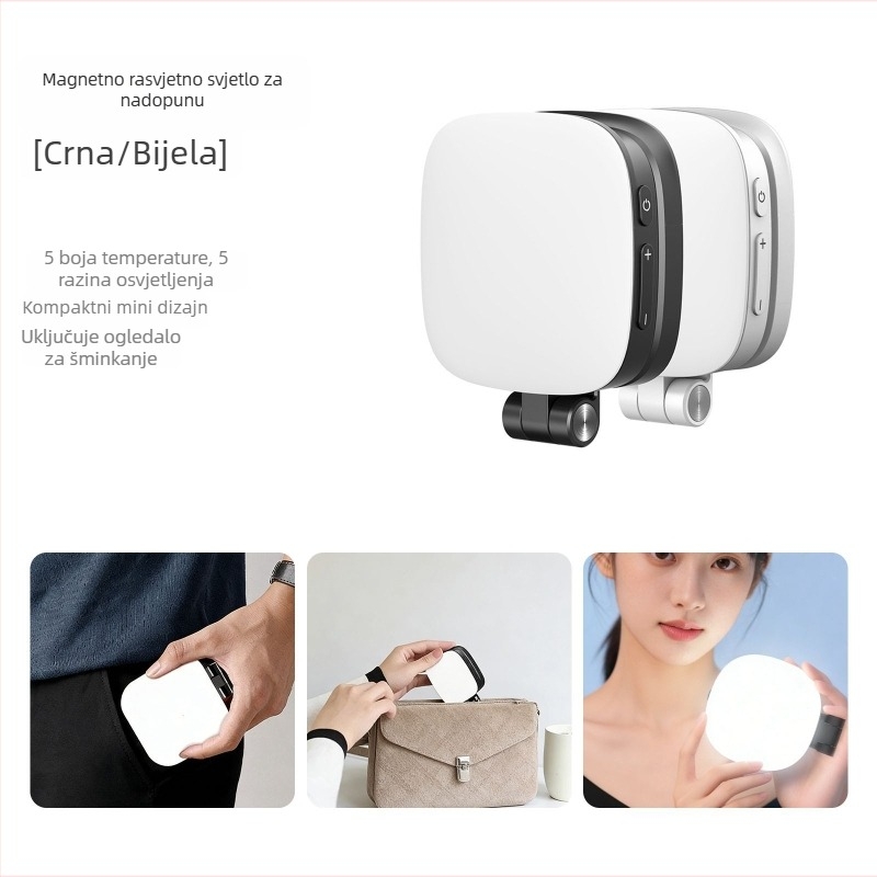LED osvjetljenje za dopunu za pametne telefone s tri temperature boje, ogledalo za fotografiranje, prijenosno sklopivo džepno svjetlo s integriranom baterijom