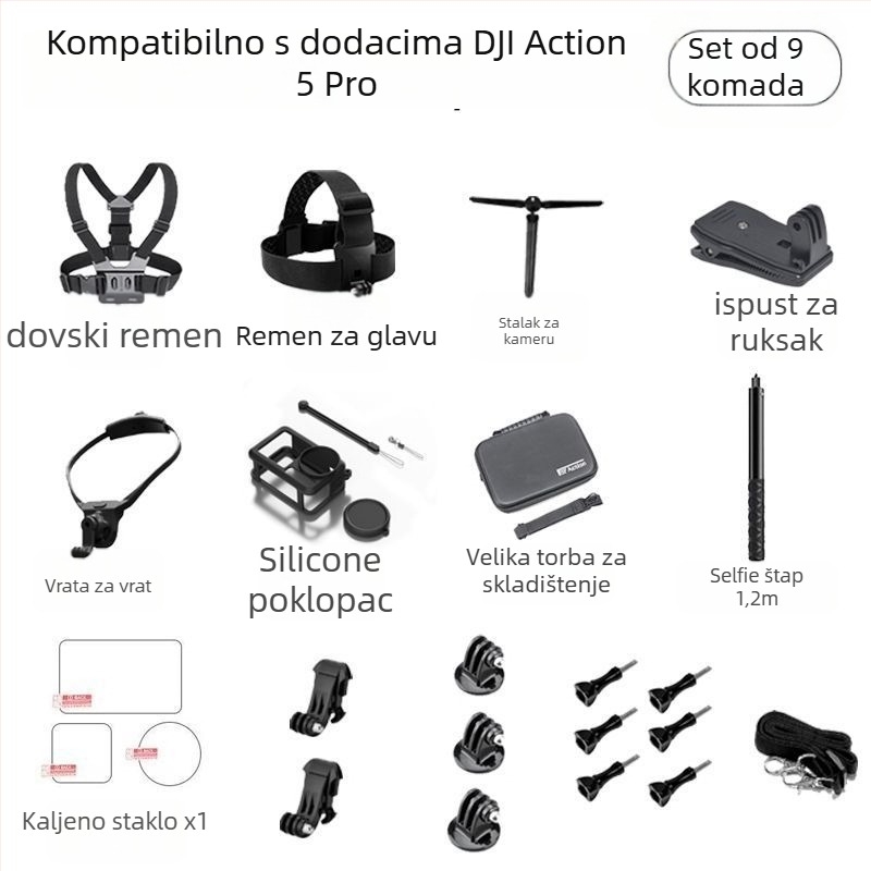 Mn97821 silikonski rukav – univerzalni set dodataka DJI Action5Pro (OEM obrada, porijeklo Guangdonga)