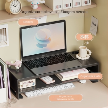 Stalak za monitor na radnom stolu, dvostruki metalni organizator, karbonska čelika