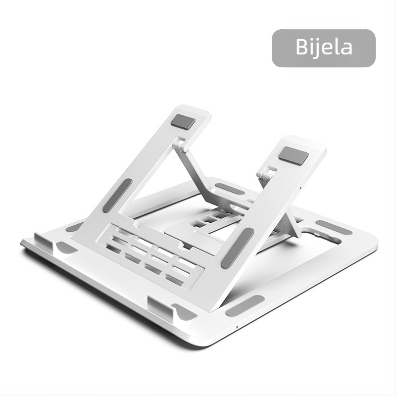 Držač za prijenosno računalo, sklopiv, prijenosan, stolnog tipa, plastične konstrukcije, težine oko 318 g, za opće modele