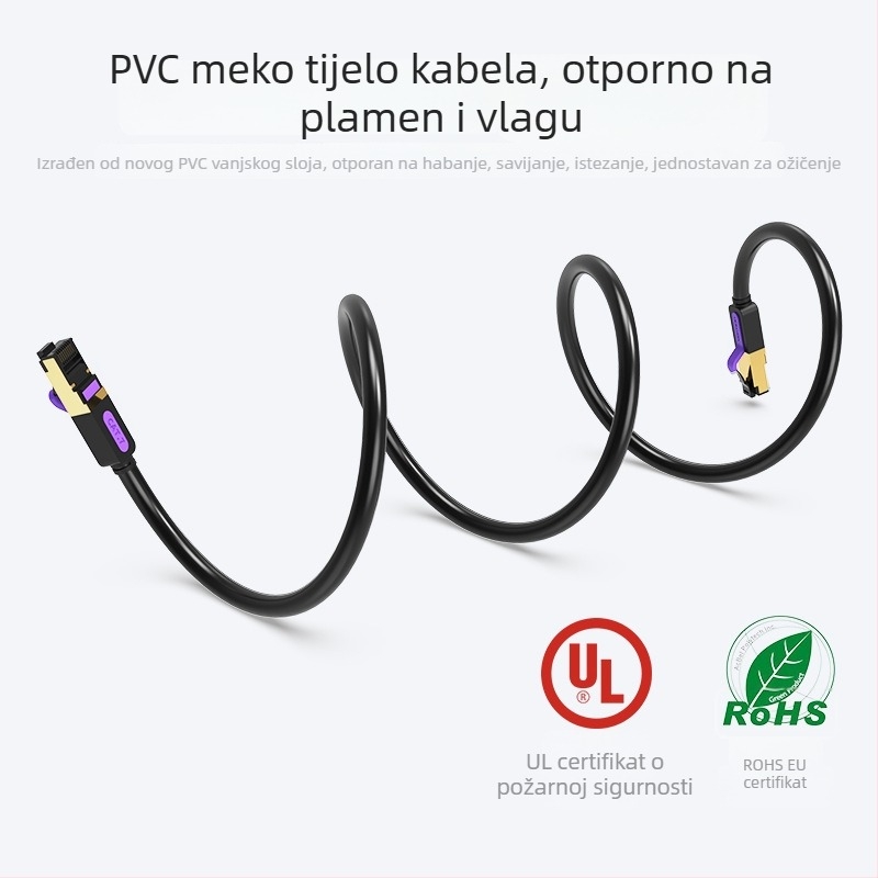 Weixun Cat7 10Gbps zaštitni plosnati Ethernet kabel – čista bakrena, RJ-45, 6,2 mm, za računala i prekidače