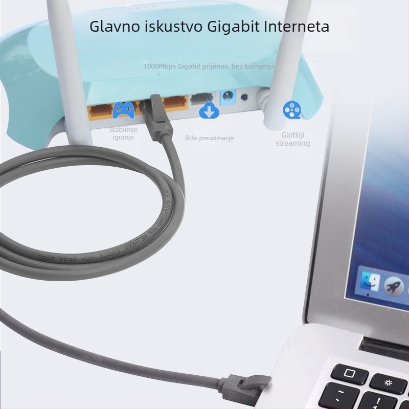 Cat6 Ethernet kabel, RJ45, bakar bez kisika, OD6.0, povezivanje na usmjerivač