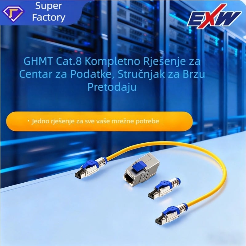 Nbexw Cat8 patch kabel, brzina prijenosa 500, radna temperatura -25°C, temperatura skladištenja 125°C, vučna snaga 10, tlačna čvrstoća 20, duljina po narudžbi