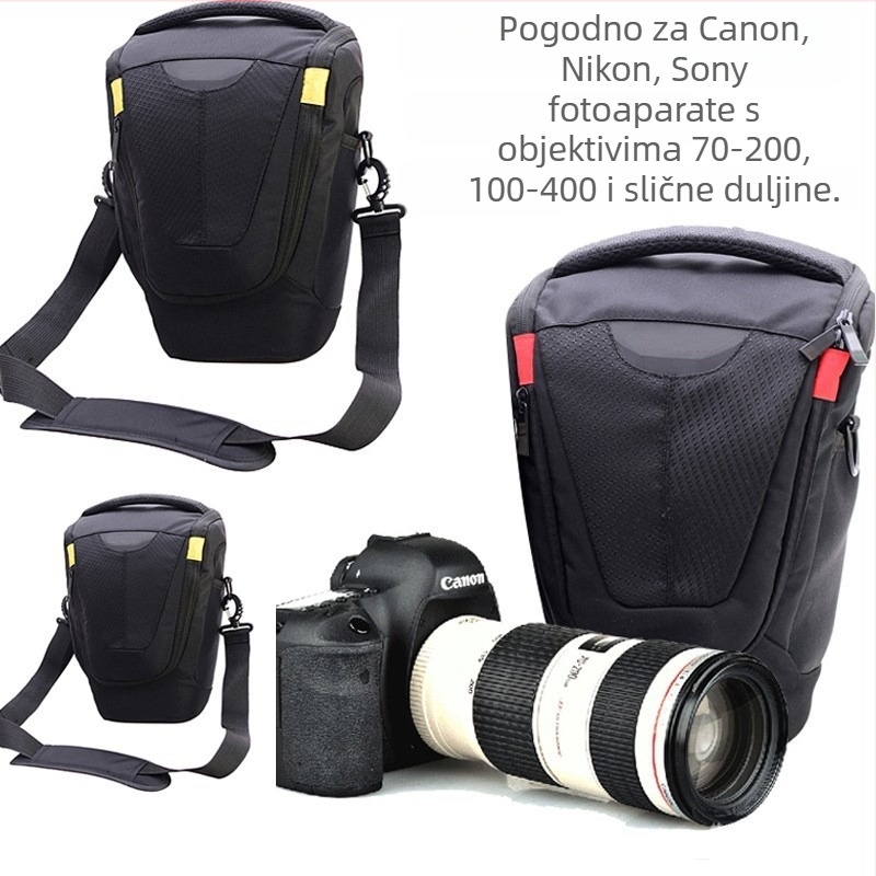 Torba za DSLR fotoaparat – proširena trokutasta torba za teleobjektive 70-200/100-400, najlon, kompatibilna s Nikon, Canon i Sony