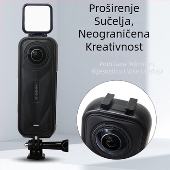 Prošireni okvir zaštitno kućište za Insta360 X5, za horizontalno/vertikalno snimanje, otporno na ogrebotine i padove (ABS; okvir + adapter + vijak šipka; Kompatibilni model: Insta360 X5)