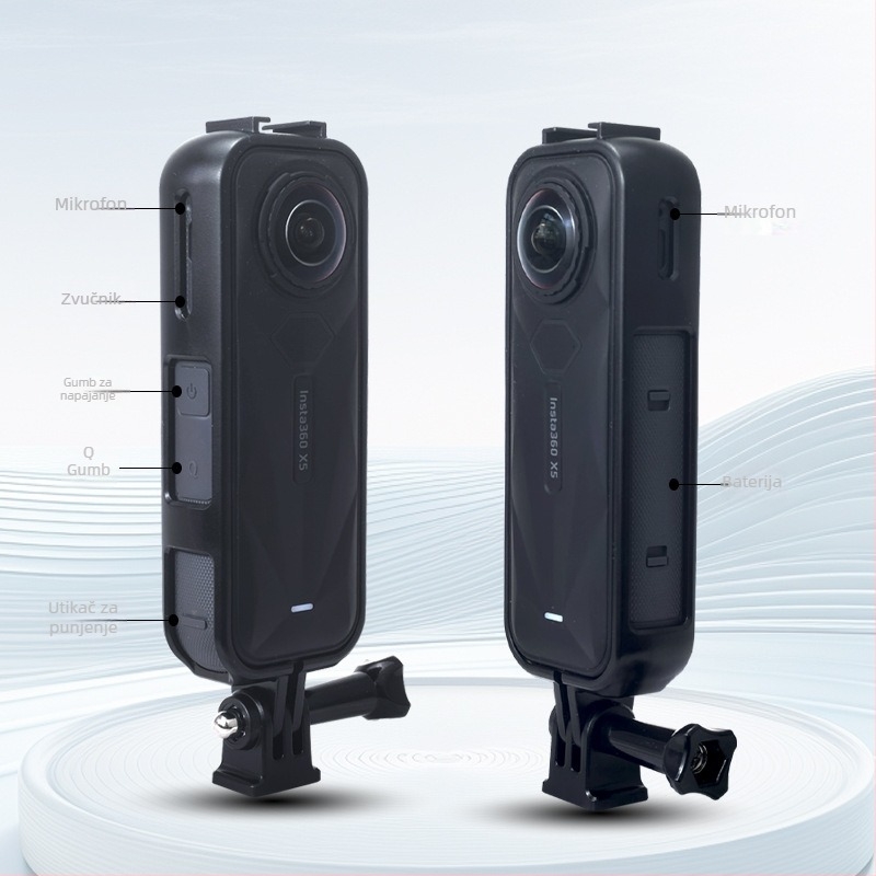Prošireni okvir zaštitno kućište za Insta360 X5, za horizontalno/vertikalno snimanje, otporno na ogrebotine i padove (ABS; okvir + adapter + vijak šipka; Kompatibilni model: Insta360 X5)