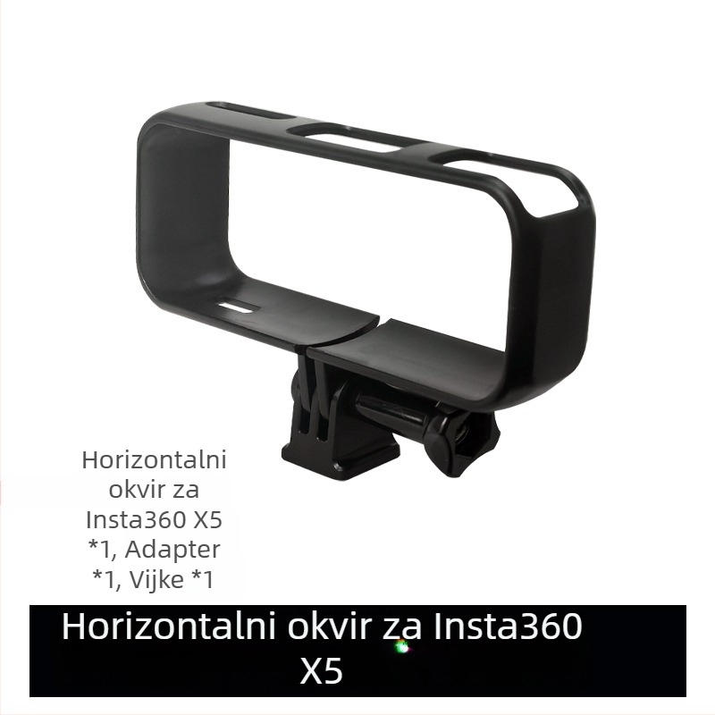 Prošireni okvir zaštitno kućište za Insta360 X5, za horizontalno/vertikalno snimanje, otporno na ogrebotine i padove (ABS; okvir + adapter + vijak šipka; Kompatibilni model: Insta360 X5)