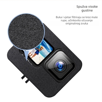 Vjetroodbojni navlaka od spužve za GoPro Hero9 – model K001; kompatibilan s GoPro Hero9; materijal: uvezeni spužvasti materijal; zaštita uz smanjenje buke; uključena torba