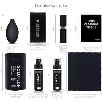 Set za čišćenje tipkovnice, mobitela i LCD zaslona — šestodijelni nanoantibakterijski set za prijenosna računala, računala i DSLR fotoaparate