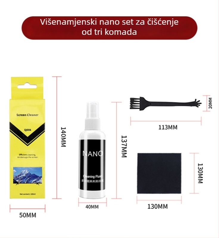 Set za čišćenje tipkovnice, mobitela i LCD zaslona — šestodijelni nanoantibakterijski set za prijenosna računala, računala i DSLR fotoaparate