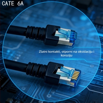 CAT6 Ethernet kabel - Gigabitnih 1000 Mbps, za prijenosno računalo/usmjerivač/PC, kućna/uredska mreža, radna temperatura -20 do 60°C