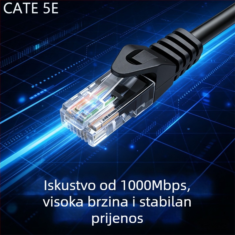 CAT6 Ethernet kabel - Gigabitnih 1000 Mbps, za prijenosno računalo/usmjerivač/PC, kućna/uredska mreža, radna temperatura -20 do 60°C