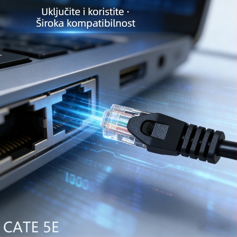 CAT6 Ethernet kabel - Gigabitnih 1000 Mbps, za prijenosno računalo/usmjerivač/PC, kućna/uredska mreža, radna temperatura -20 do 60°C