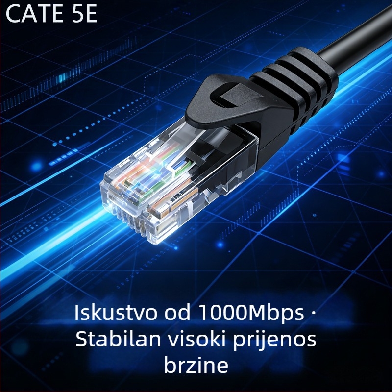 CAT6 Ethernet kabel - Gigabitnih 1000 Mbps, za prijenosno računalo/usmjerivač/PC, kućna/uredska mreža, radna temperatura -20 do 60°C