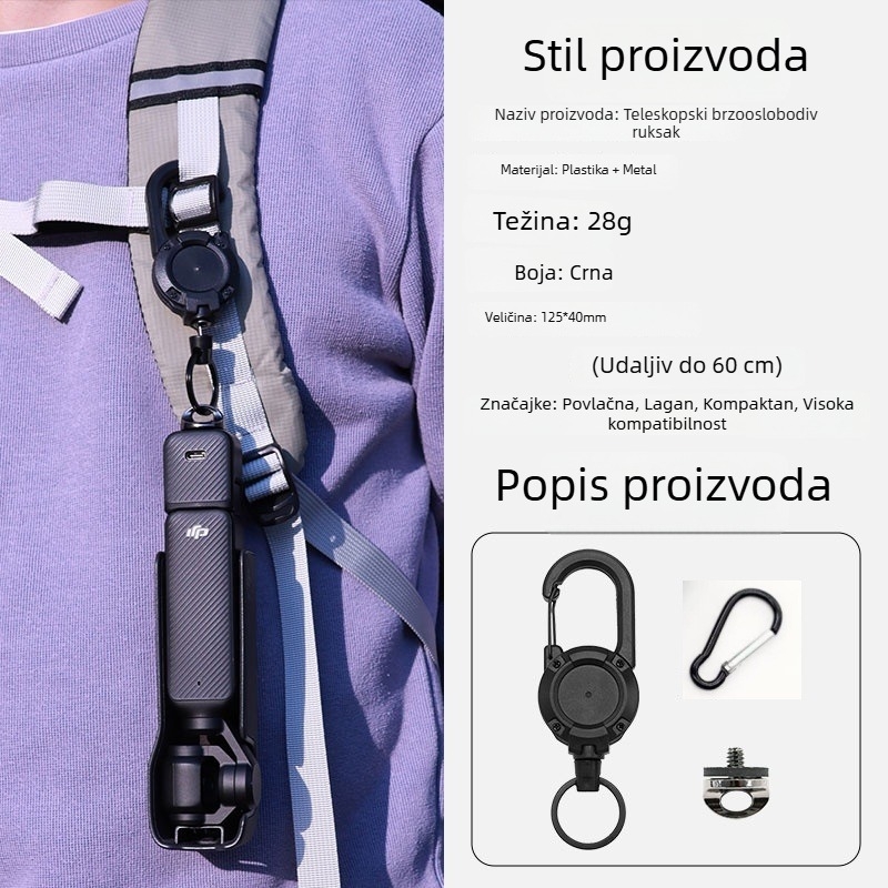 Proširena kopča za ruksak za DJI Pocket 3 – BB01, kompatibilno s DJI OSMO Pocket 3; Materijal: plast + metal; Šifra artikla: B/B001 (BB01 • Kompatibilno s DJI OSMO Pocket 3 • Materijal: plast + metal • B/B001)