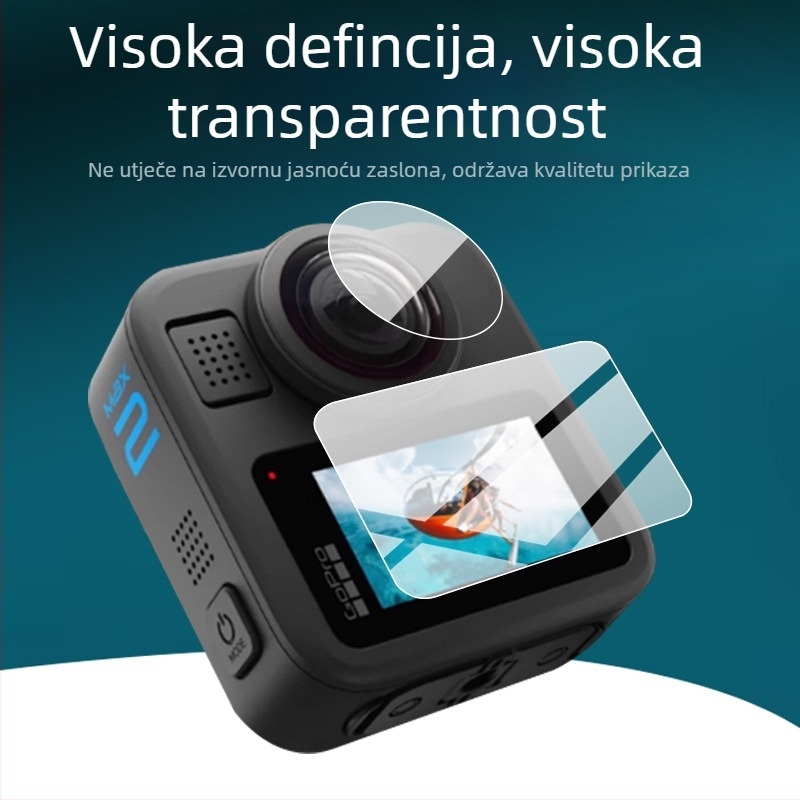 GoPro Max2 zaštitna folija za zaslon i objektiv, tvrdi film, protiv ogrebotina